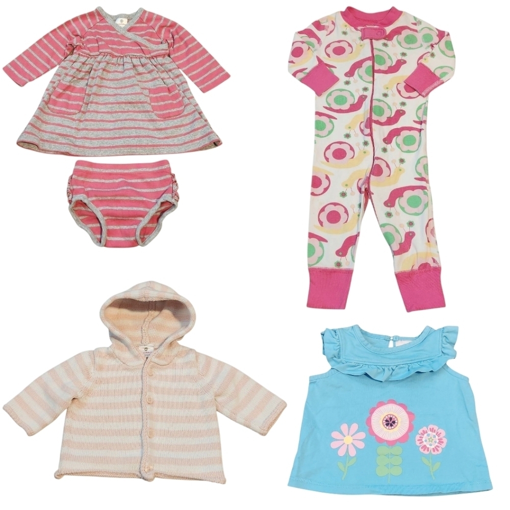 Lot Of 5 Older Hanna Andersson Baby Girl Spring Summer Clothes Size 60 3-6 Month